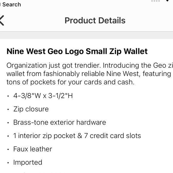 Nine West Geo Logo Small Zip Wallet NWT - Picture 4 of 4